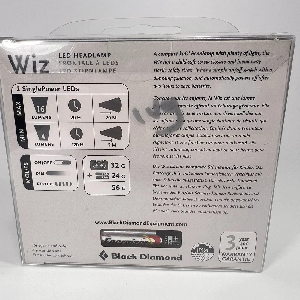 Black Diamond Wiz Kid's Headlamp 16 Lumen Cosmetic 2nds NEW